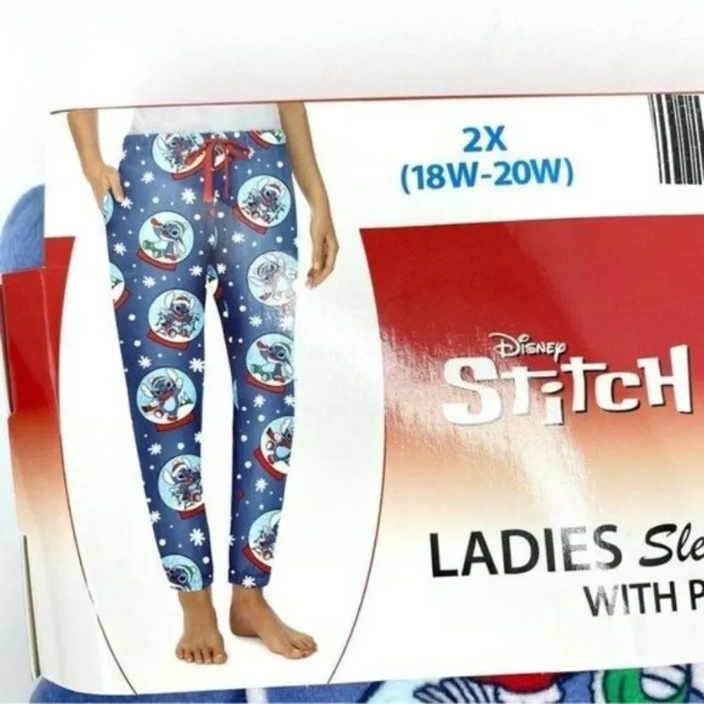 Disney Lilo and Stitch Christmas Holiday Jogger Pajama Pants Women’s Size XL New - Picture 8 of 10